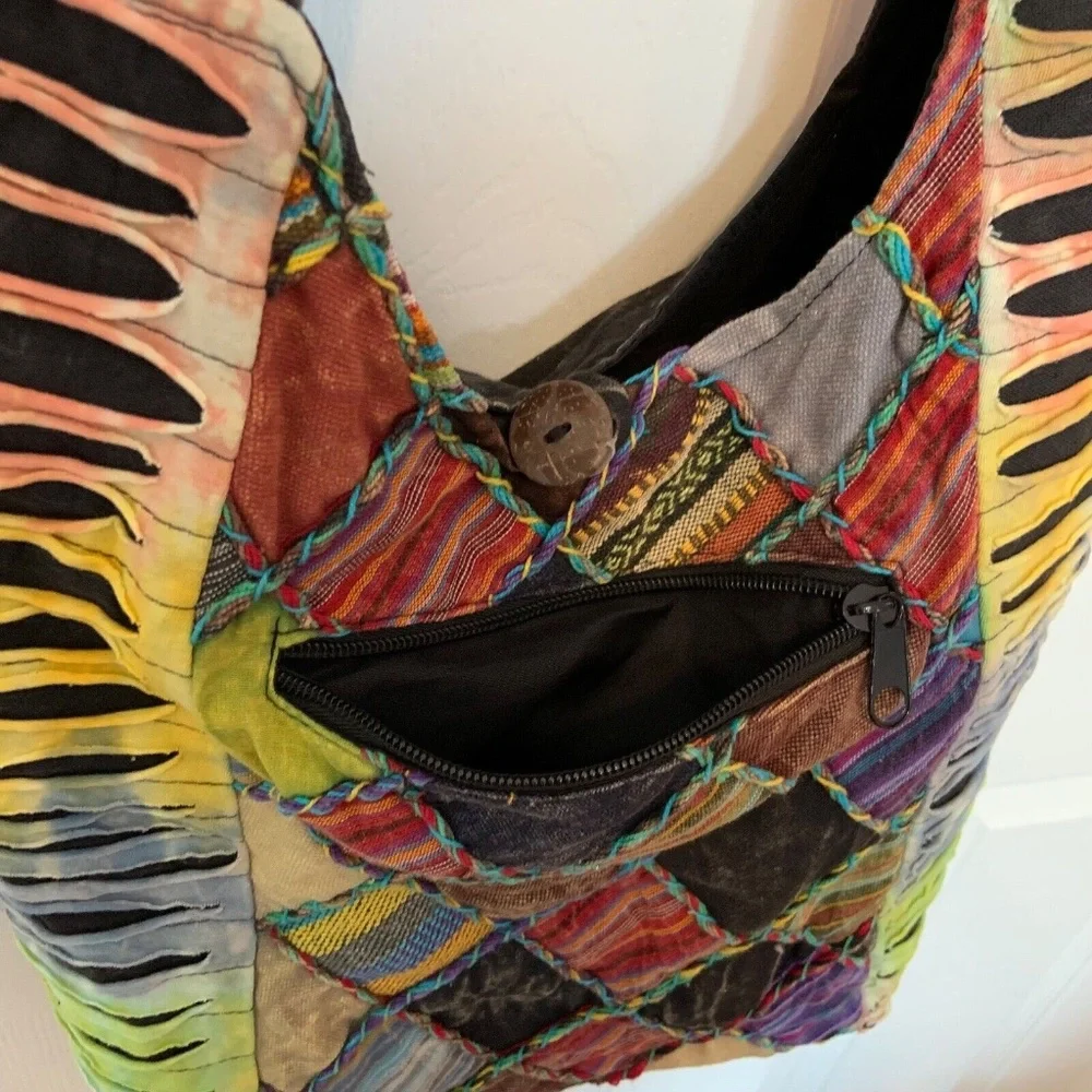 Handmade Multicolored Patchwork Hobo Crossbody Y2k Purse
